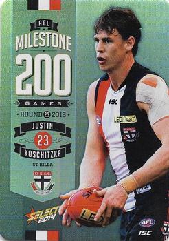 2014 Select AFL Champions - Milestone Game Foils #MG70 Justin Koschitzke Front